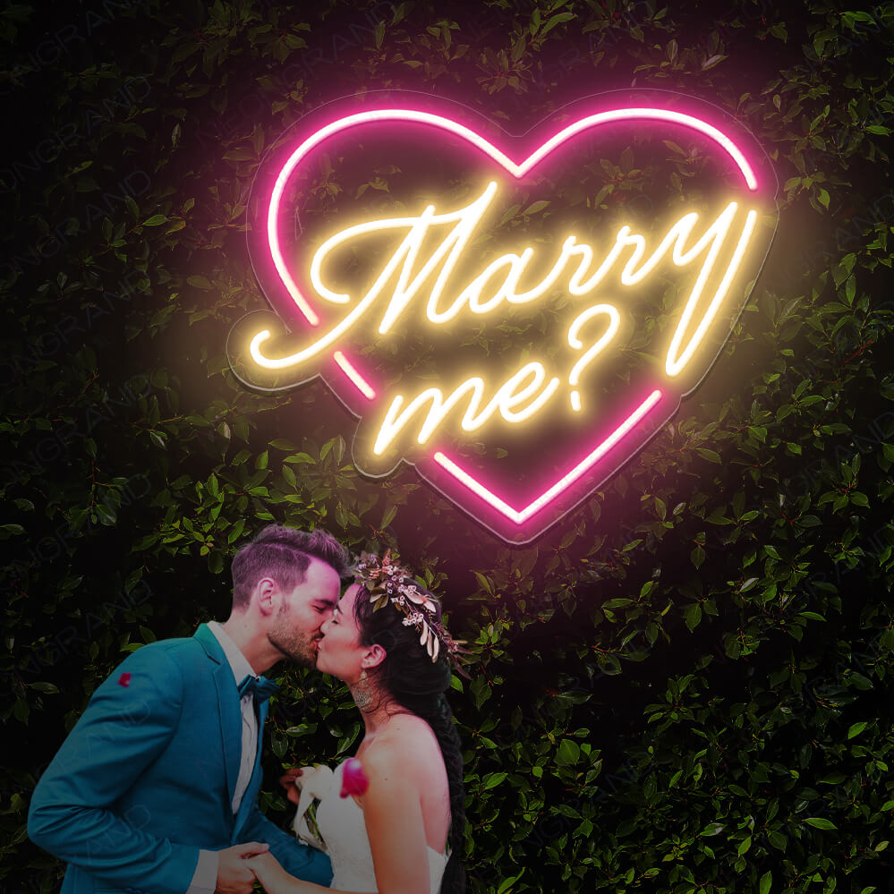 Will You Marry Me Led Light Neon Wedding Sign pink light yellow