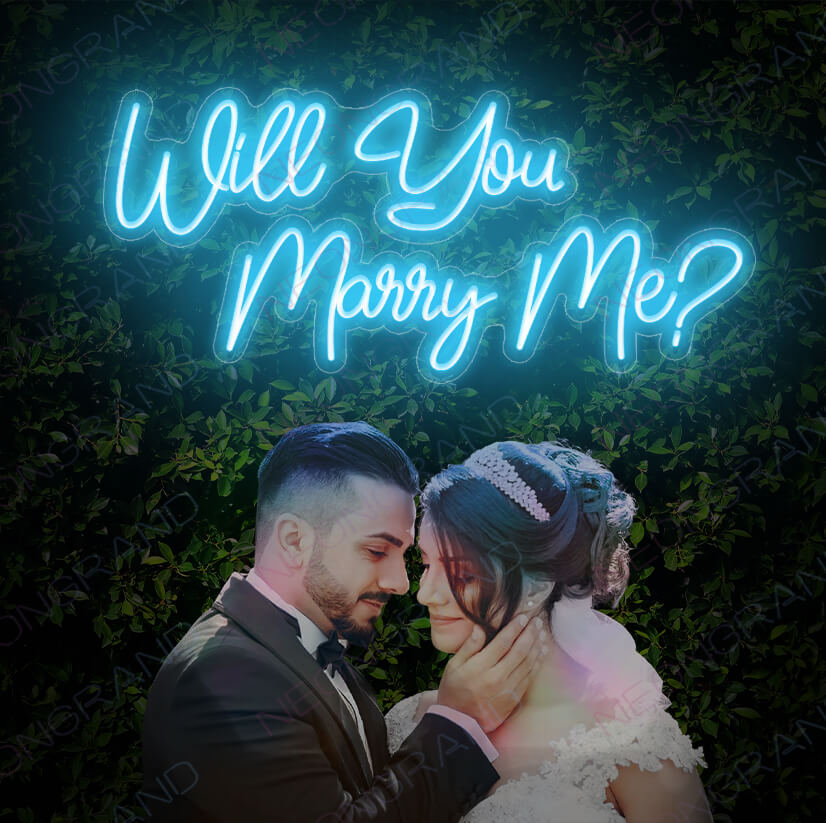 Will You Marry Me Neon Sign Led Light SkyBlue