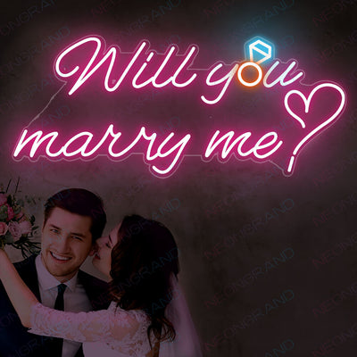 Will You Marry Me Wedding Led Neon Sign  pink