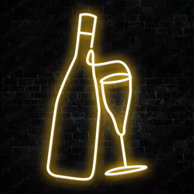 Wine Neon Sign Alcohol Drinking Led Light orange yellow