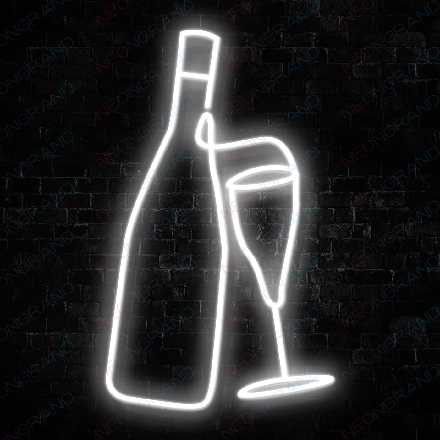 Wine Neon Sign Alcohol Drinking Led Light white
