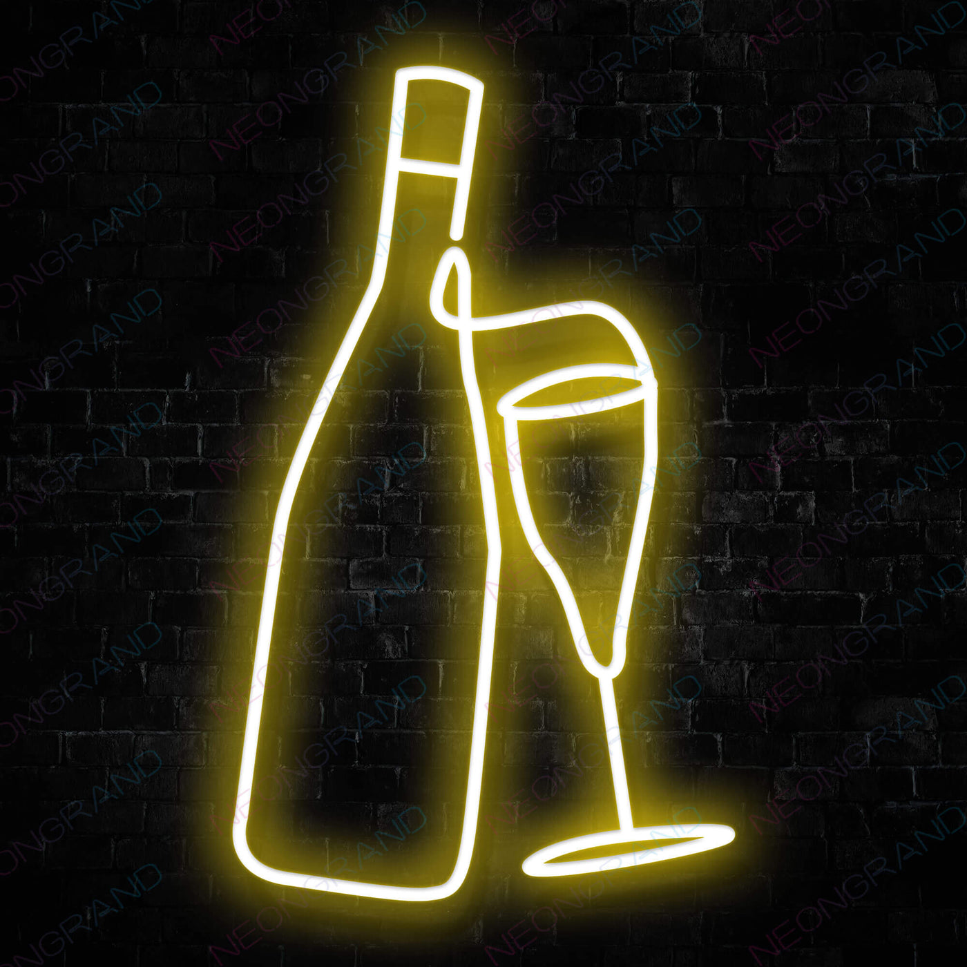 Wine Neon Sign Alcohol Drinking Led Light yellow