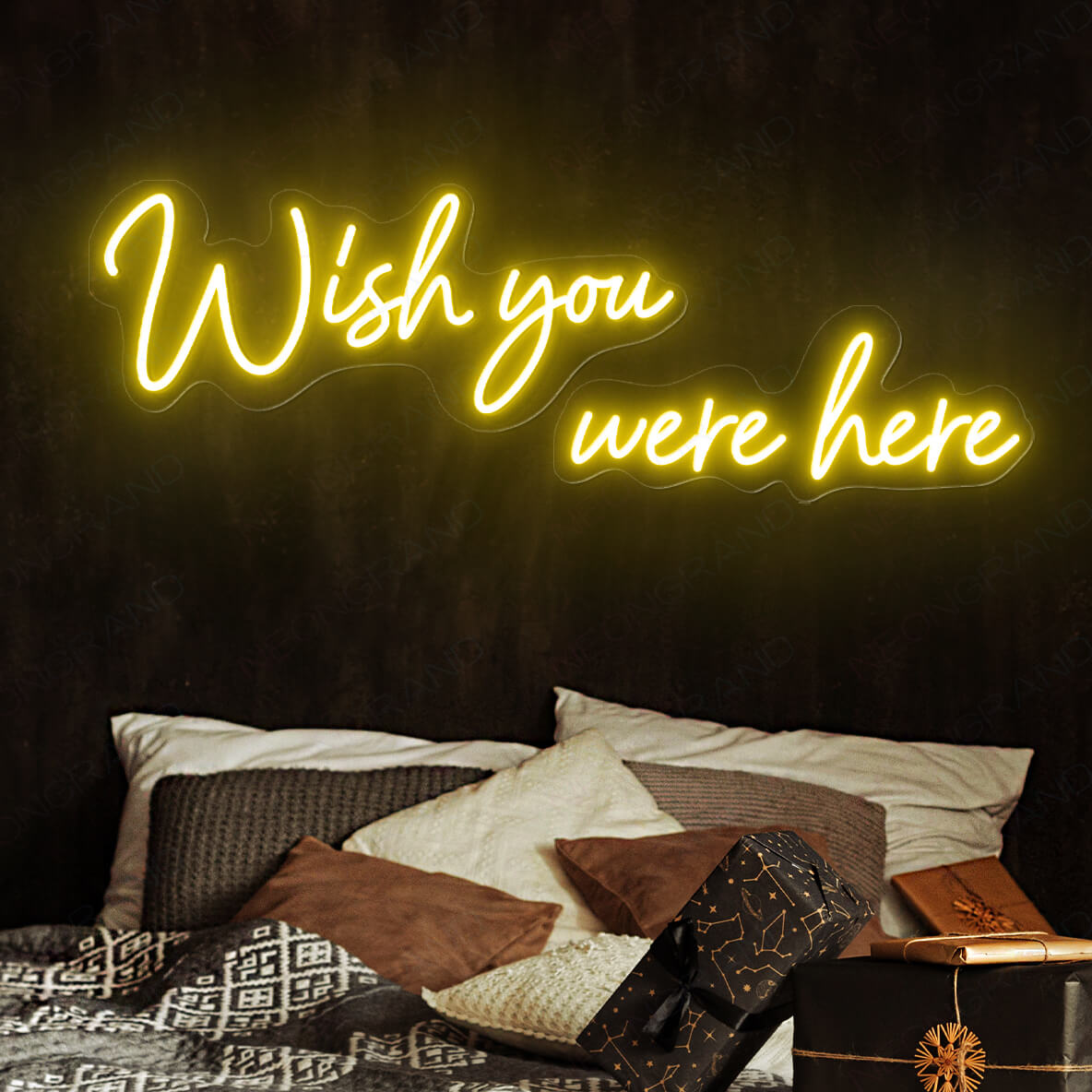 Wish You Were Here Neon Sign Love Light Up Led Sign yellow