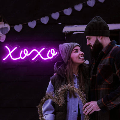 XOXO Neon Sign Hugs And Kisses Love Led Light purple wm