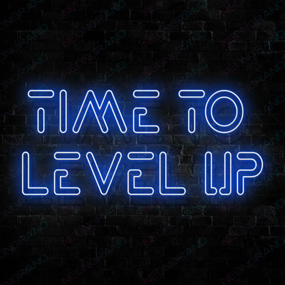 Game Neon Sign Time To Level Up Gamer Led Light Blue 1