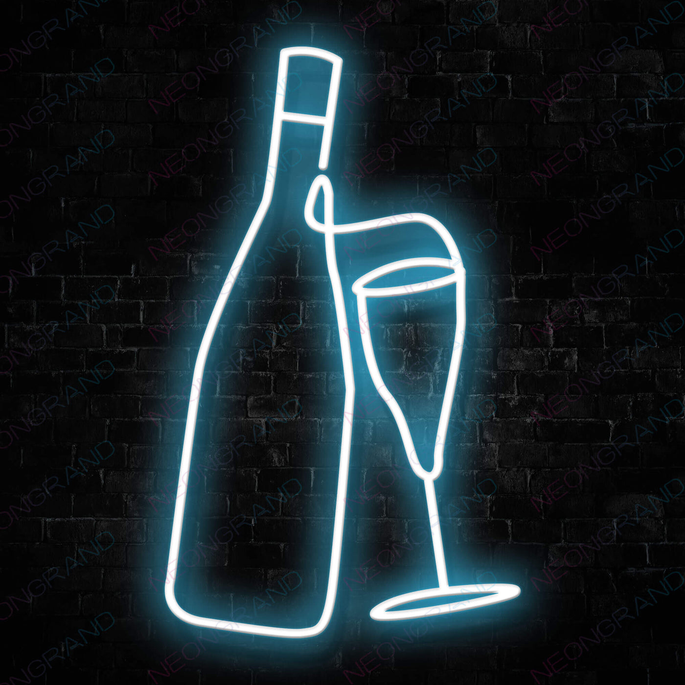 Wine Neon Sign Alcohol Drinking Led Light light blue
