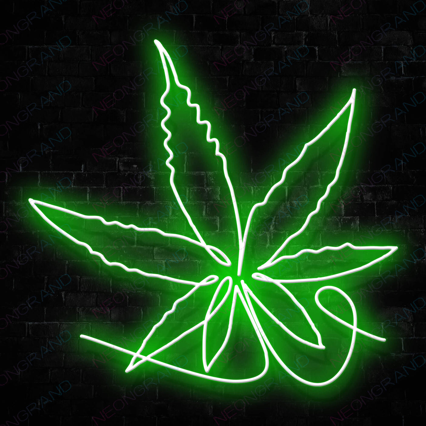 Marijuana Leaf Script Weed Neon Sign Green 2