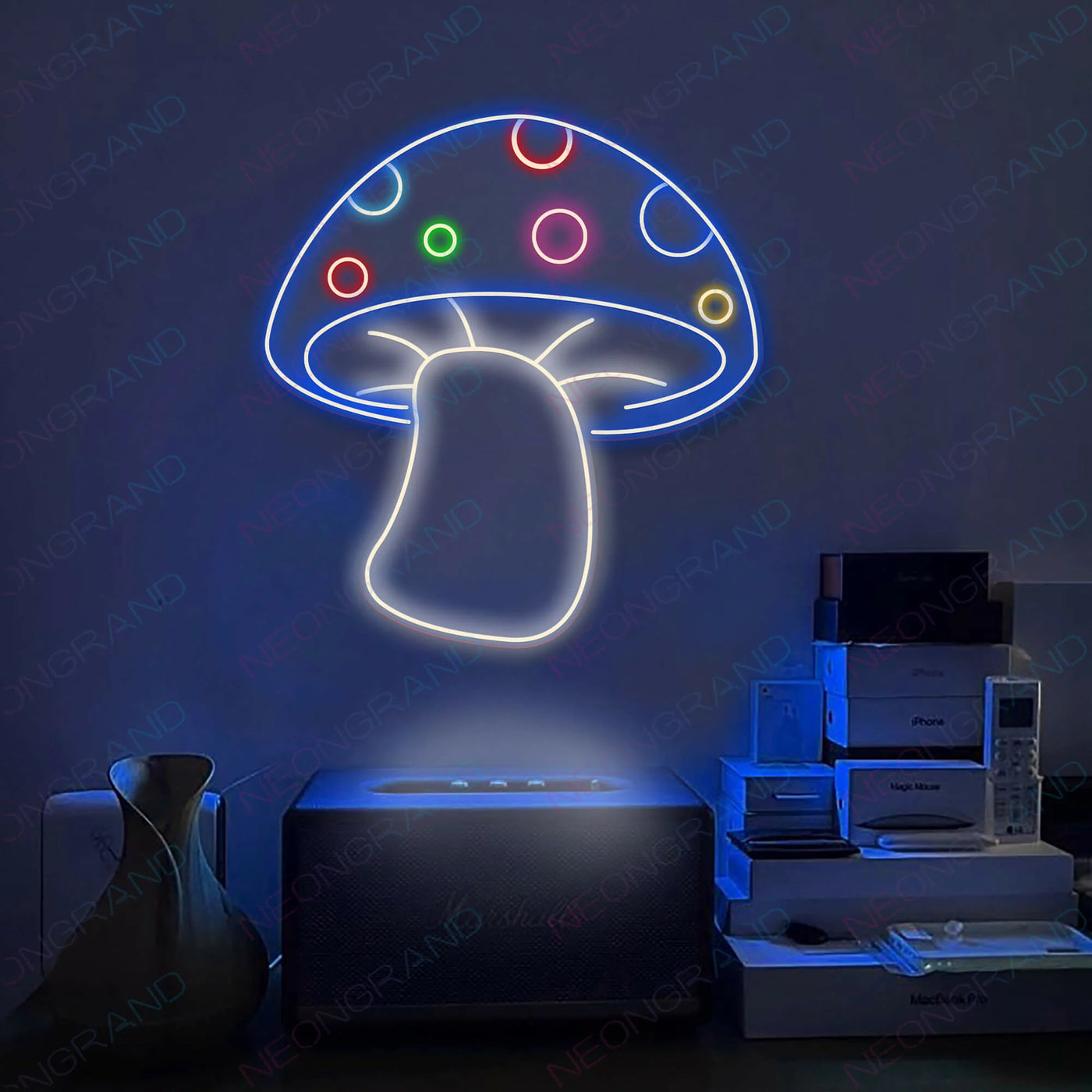 Aesthetic Mushroom Neon Sign Led Light Blue