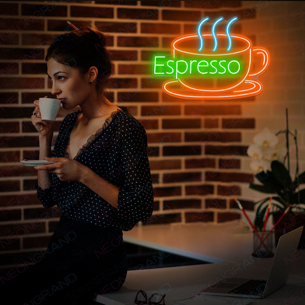 Espresso Neon Sign Coffee Led Light dark orange