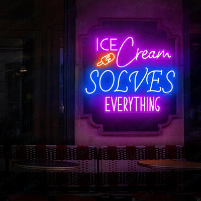 Ice Cream Solves Everything Neon Sign Led Light violet