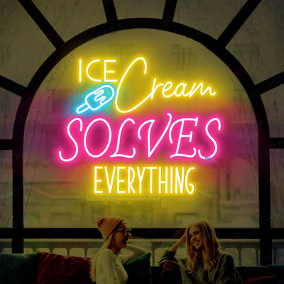 Ice Cream Solves Everything Neon Sign Led Light yellow