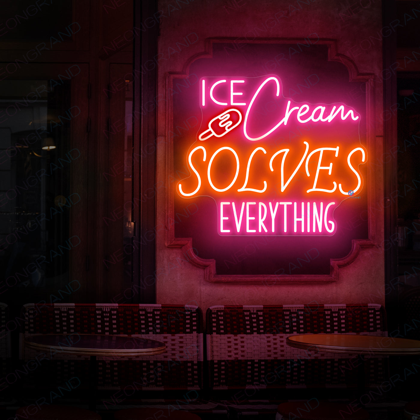 Ice Cream Solves Everything Neon Sign Led Light pink