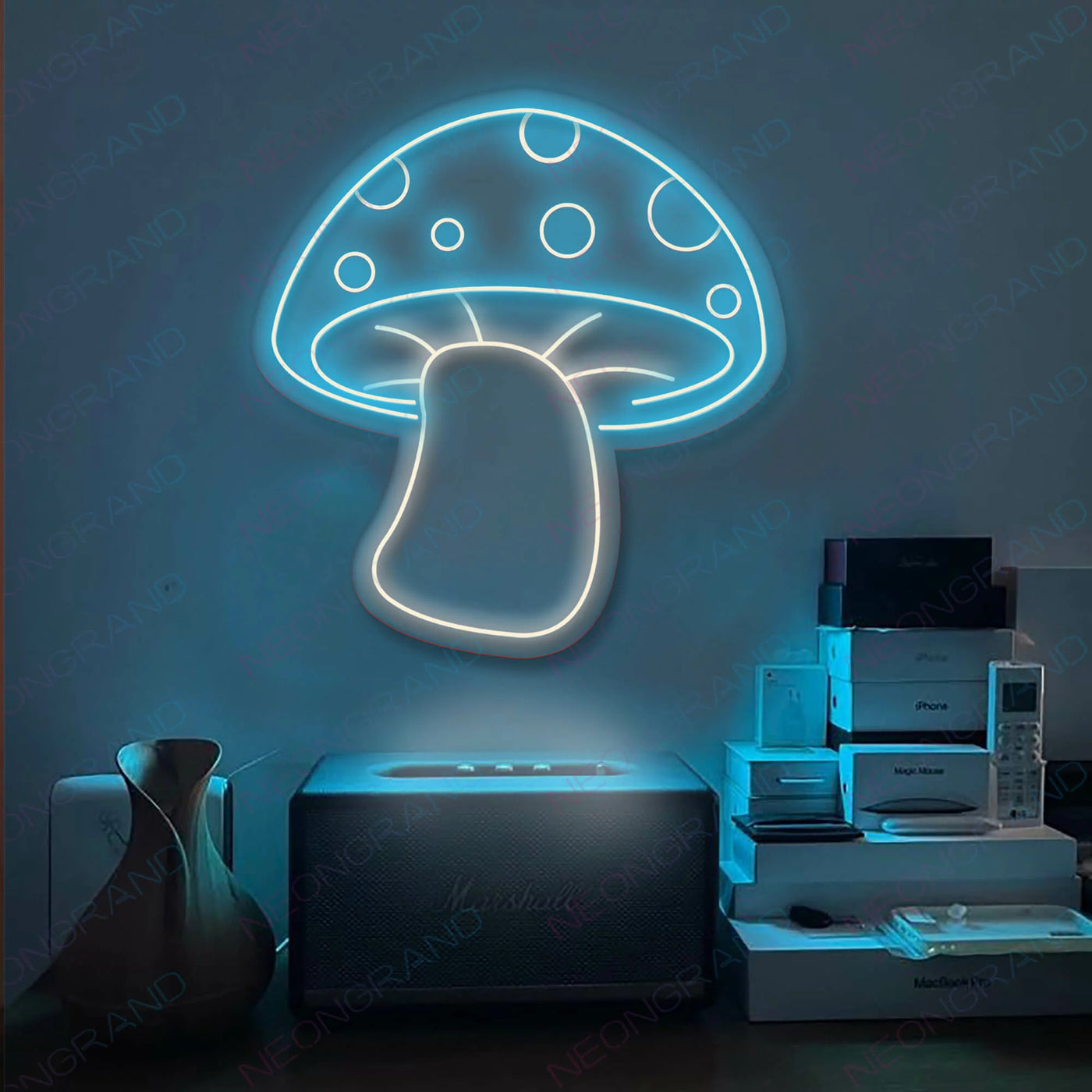 Aesthetic Mushroom Neon Sign Led Sign Light Blue