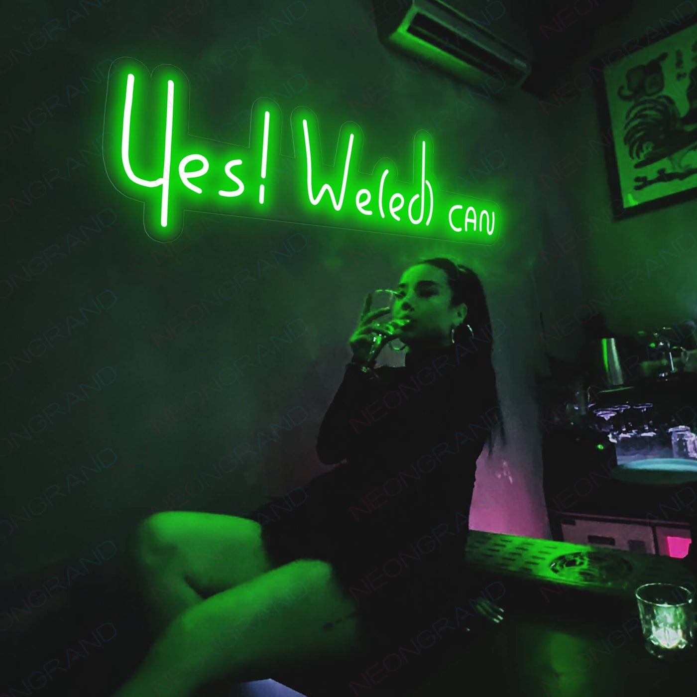Yes Weed Can Weed Neon Sign Green