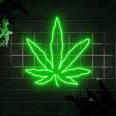 Neon Green Pot Leaf Light Weed Led Sign