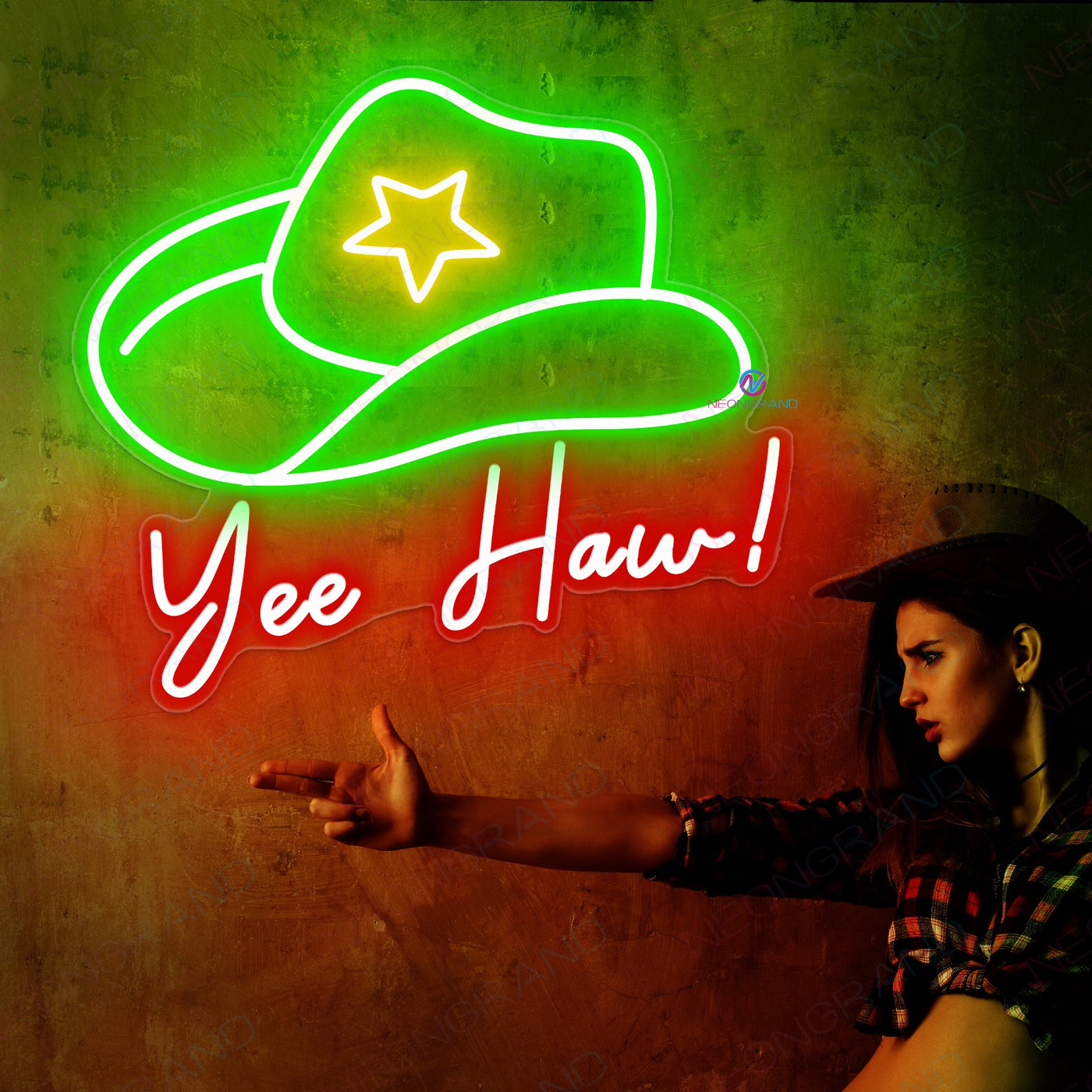 Yeehaw Neon Sign Cowboy Led Light green