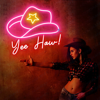 Yeehaw Neon Sign Cowboy Led Light deep pink