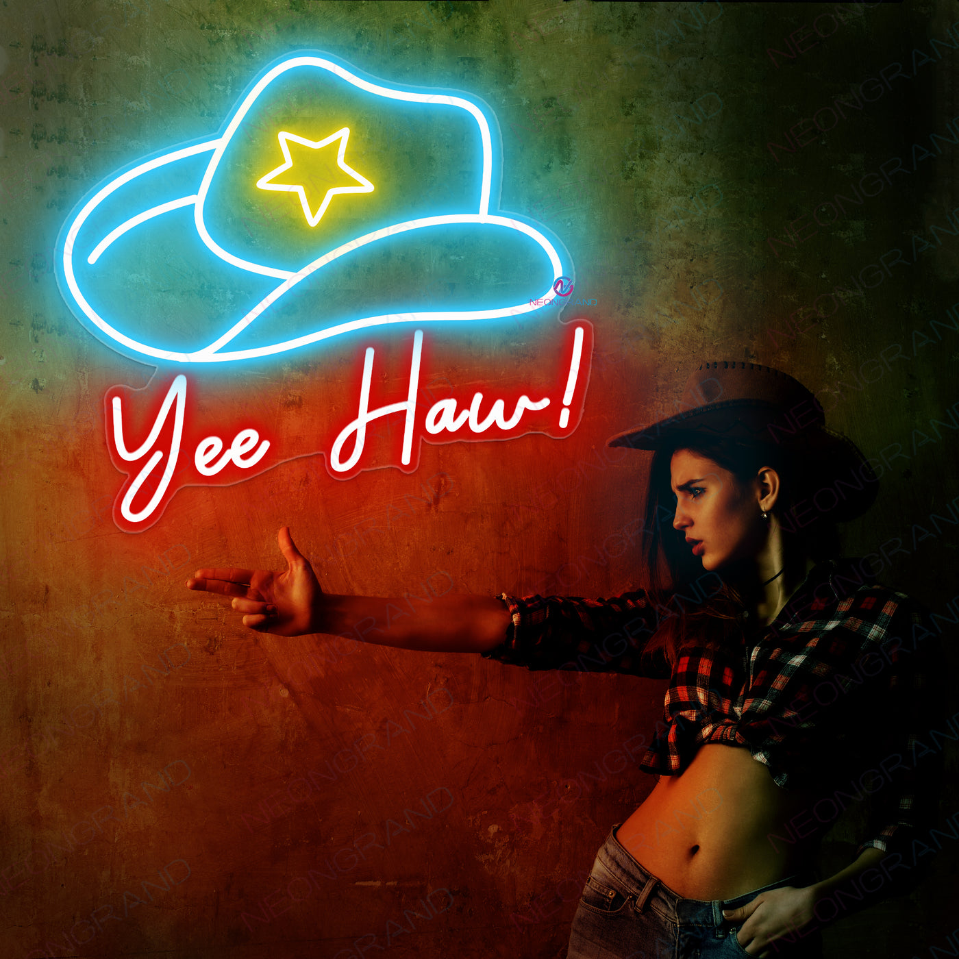Yeehaw Neon Sign Cowboy Led Light sky blue