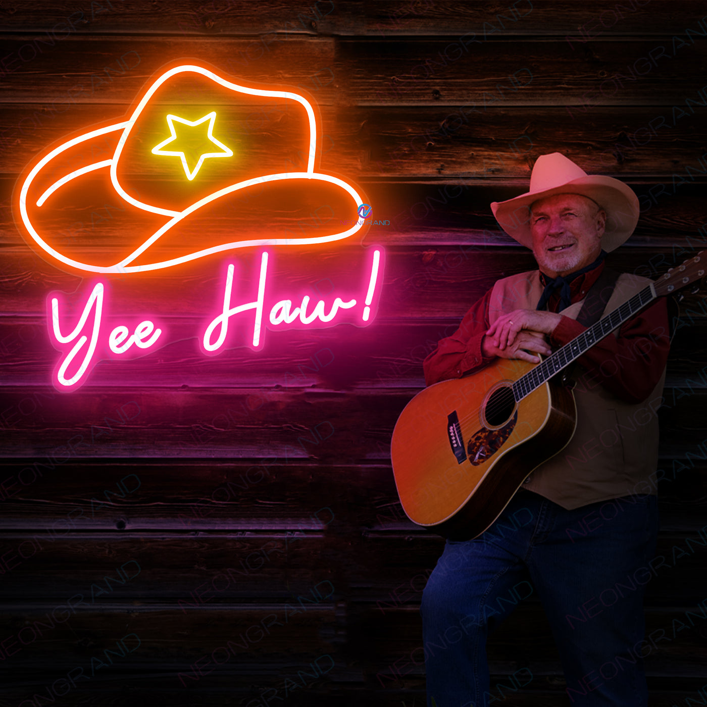 Yeehaw Neon Sign Cowboy Led Light dark orange