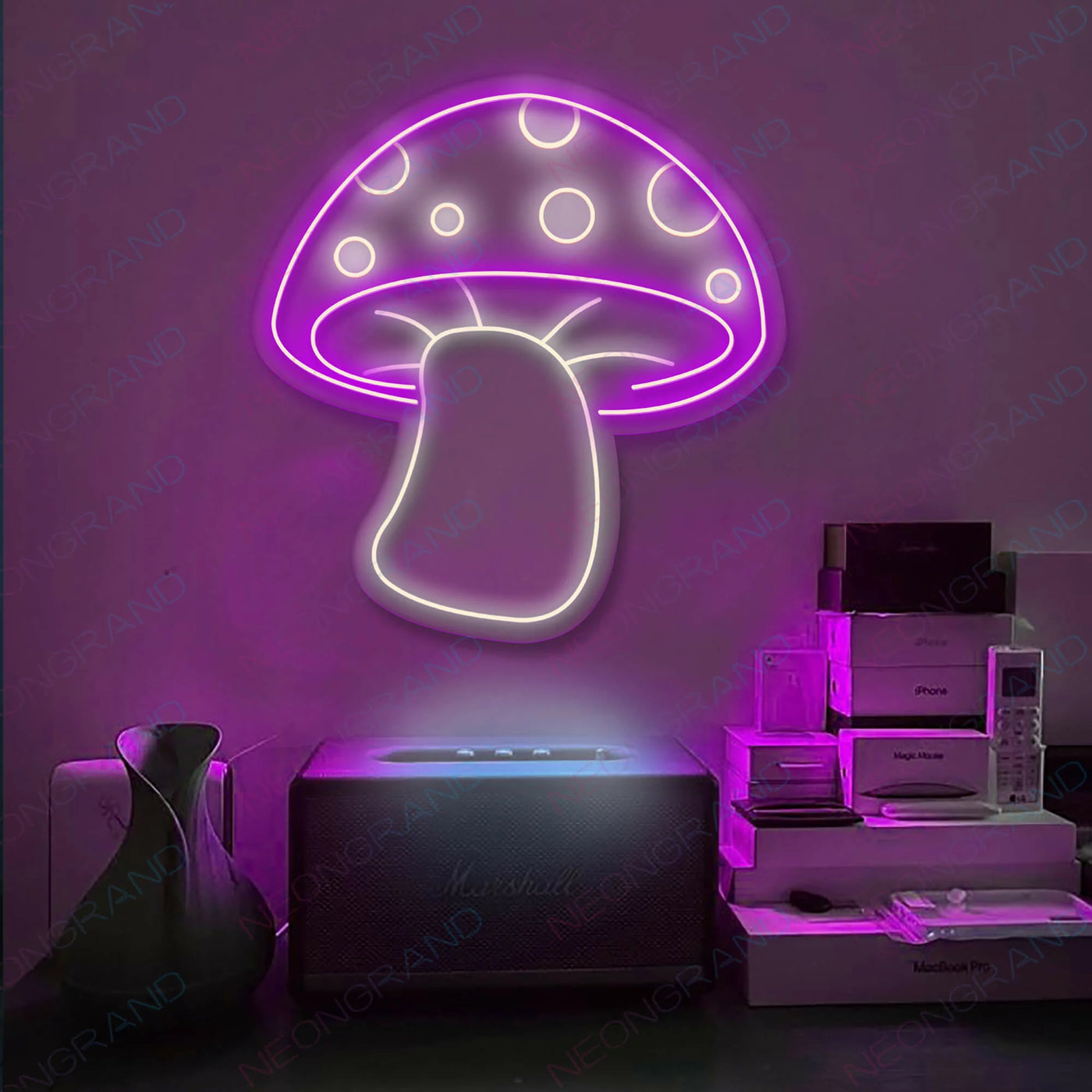 Aesthetic Mushroom Neon Sign Led Light Purple