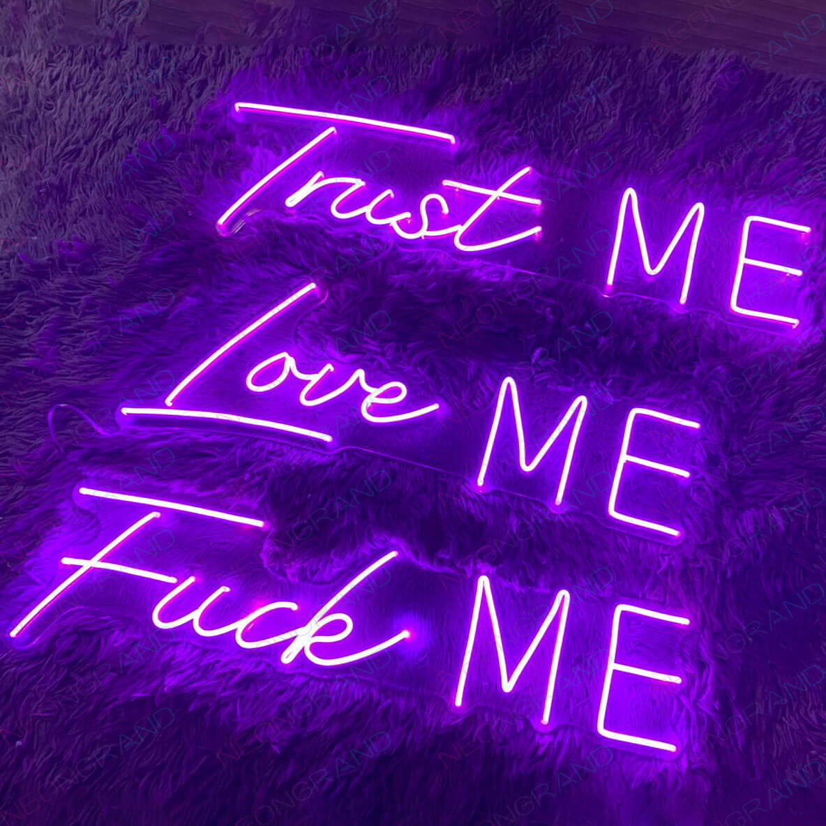 Trust Me Love Me Fuck Me Neon Sign Purple Feature