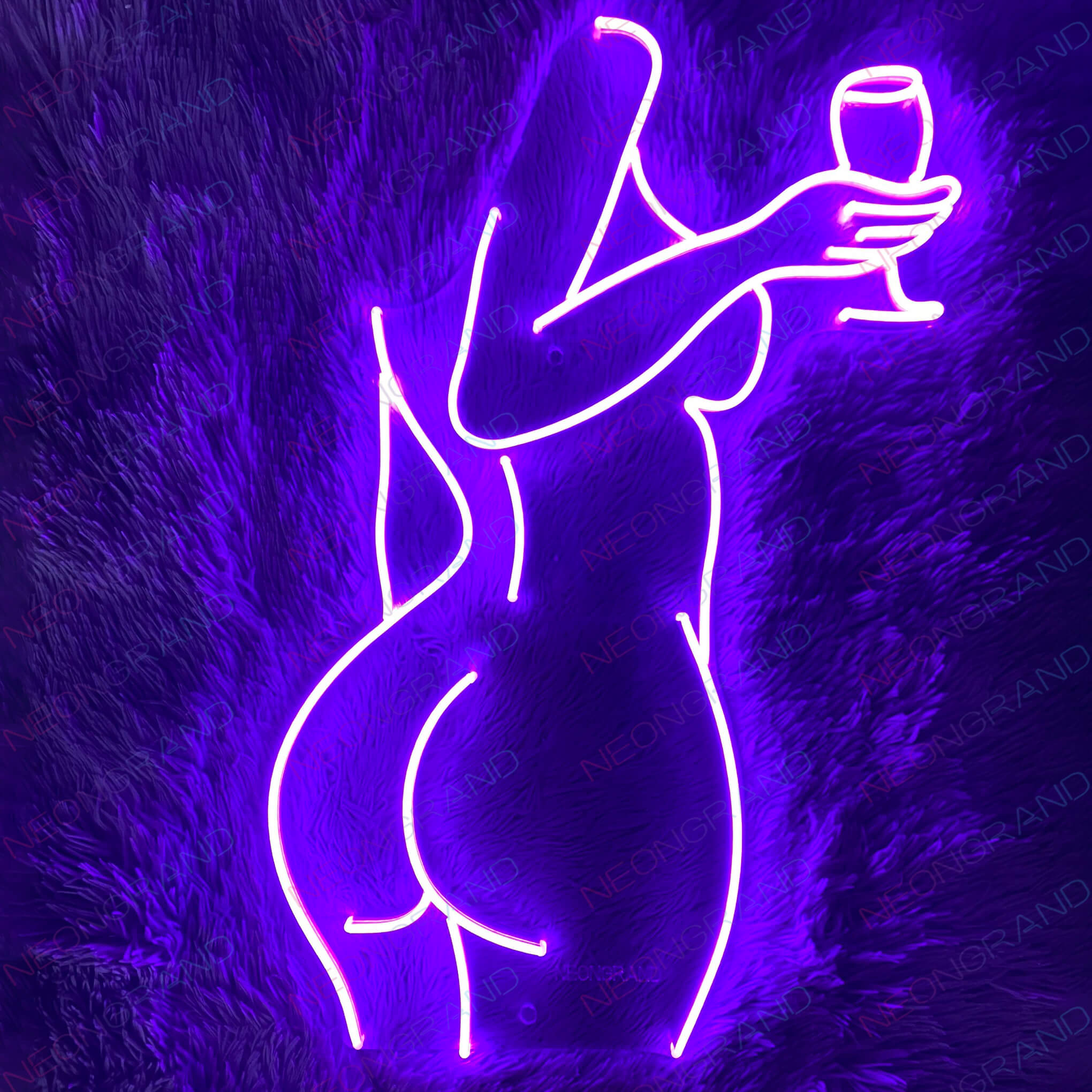 Neon Female Body Sign Sexy Nude Lady Back Led Light purple wm