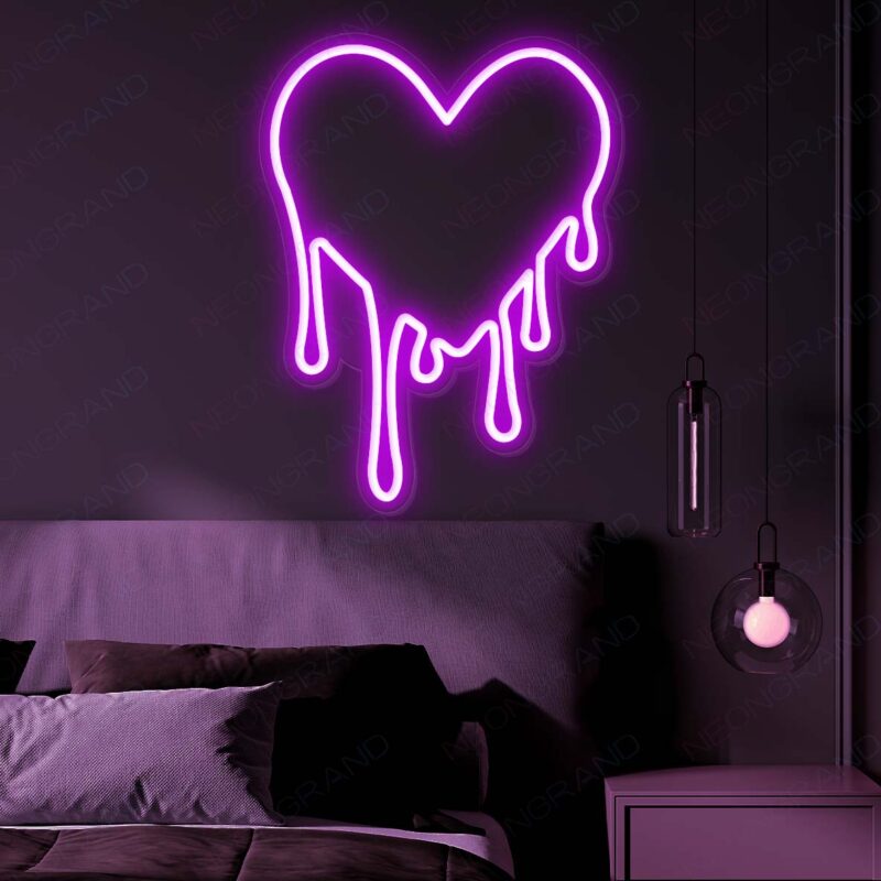 Dripping Heart Neon Sign Love Led Light purple