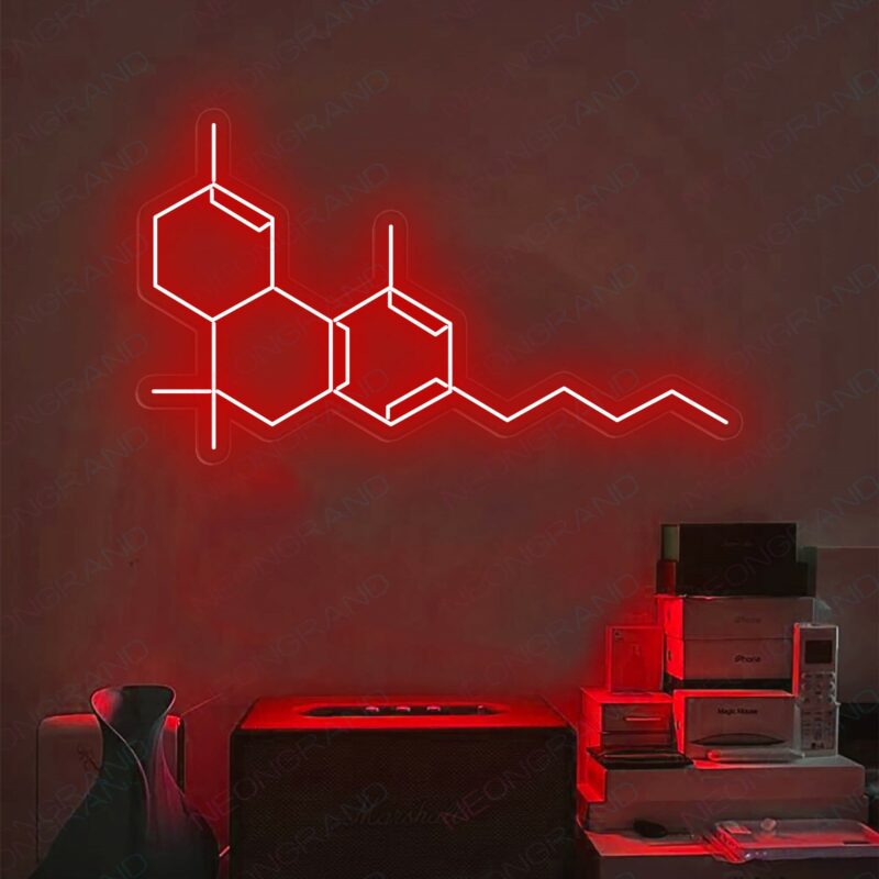 THC Molecule Weed Neon Sign Led Light red