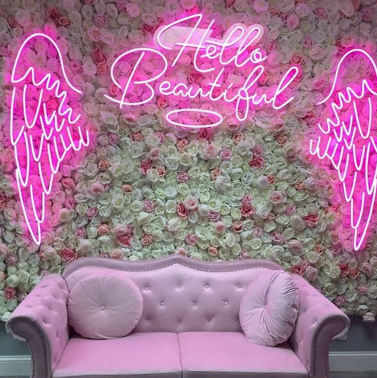 Flower Wall With Neon Sign: The Best Decor Ideas For Gorgeous Look